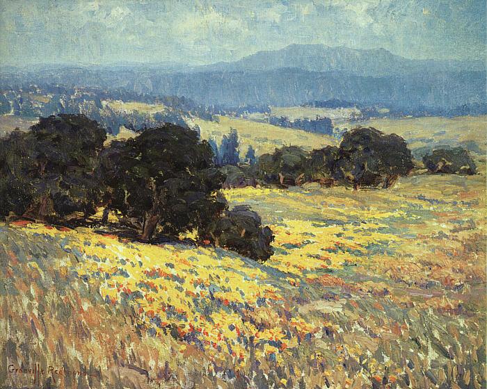 Granville Redmond California Oaks and Poppies Norge oil painting art